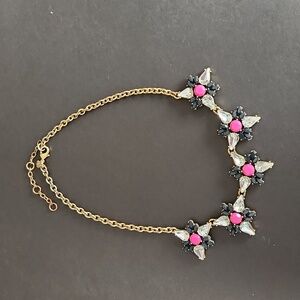 J Crew Navy and Crystal Star Statement Necklace